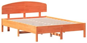 Cama sem colchão 140x190 cm pinho maciço castanho-mel