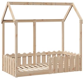 Cama infantil formato casa 70x140 cm madeira de pinho maciça