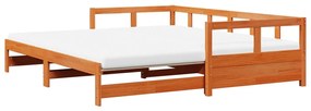 Sofá-cama com gavetão e colchões 90x190 cm pinho castanho-mel