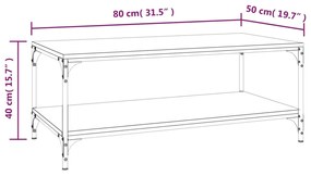 Mesa de centro 80x50x40 cm derivados de madeira cinzento sonoma