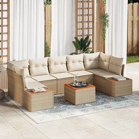 Conjunto de Sofá de Jardim de 8 Peças com Almofadas Bege de Rattan de