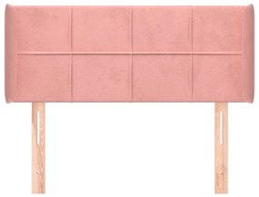 Cabeceira de cama c/ abas veludo 103x16x78/88 cm rosa