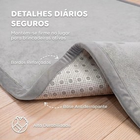 Tapete Infantil 127x127 cm Espuma 3 cm (PARQUE NÃO INCLUIDO) Flanela Suave Antiderrapante Resistente à Água Cinza Claro