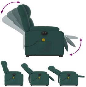 Poltrona elétrica elevatória massagens tecido verde-escuro