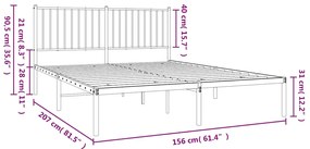 Estrutura de cama com cabeceira 150x200 cm metal branco