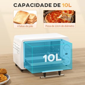 Mini Forno Elétrico 10 Litros 750W com Temperatura até 230 °C Temporiz