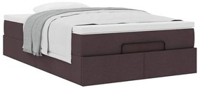 Estrutura cama otomana colchão 120x200cm tecido castanho escuro