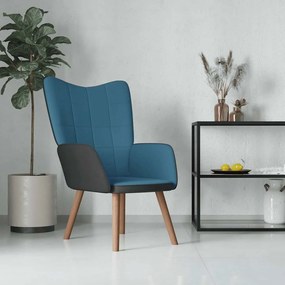 vidaXL Cadeira de descanso PVC e veludo azul