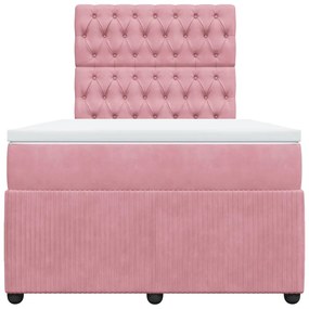 Cama boxspring com colchão 120x200 cm veludo rosa