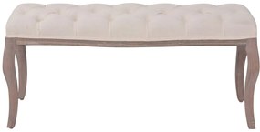 Banco em linho e madeira maciça 110x38x48 cm branco nata
