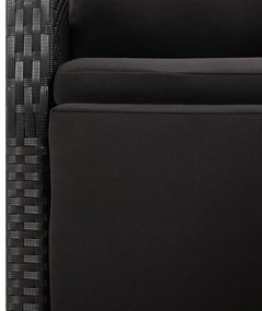 7 pcs conjunto de jantar p/ jardim c/ almofadões vime PE preto