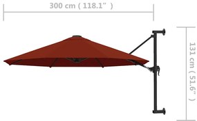 Guarda-sol montar na parede c/ mastro metálico 300 cm terracota