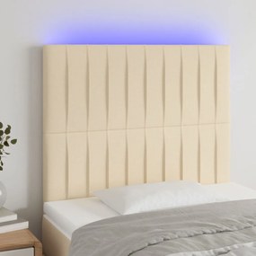 Cabeceira de cama c/ LED tecido 90x5x118/128cm crème