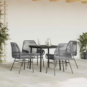 Conjunto jantar jardim 5 peças almofadas vidro vime cinzento PE
