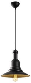 Candeeiro de Teto Saglam – Preto e Dourado – 33 cm de Diâmetro x 126 c
