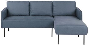 Sofá de canto à esquerda com 3 lugares em tecido azul VERRAN Beliani