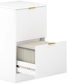 HOMCOM Bloco de Gavetas de Escritório com 2 Gavetas Frentes Caneladas Móvel para Arquivo para Tamanho A4 ou Carta 40x40x71 cm Branco | Aosom Portugal