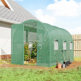 Estufa tipo túnel para jardim de 6 m², estufa tipo túnel para jardim com 200 x 300 x 200 cm, porta e 6 janelas, lona de PE de 140 g/m² verde