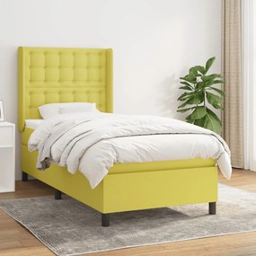 vidaXL Cama com molas/colchão 90x190 cm tecido verde
