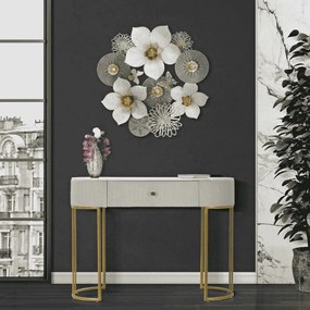 MESA DE CONSOLA MONTPELLIER CREME CM 100X40X75 CREME, DOURADO, BRANCO