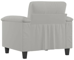 Poltrona tecido de microfibra 60 cm cinzento-claro