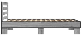 Estrutura de cama derivados de madeira e metal cinzento sonoma