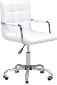 Cadeira de escritório, giratória com altura ajustável, revestimento sintético acolchoado branco