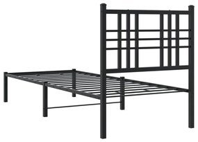 Estrutura de cama com cabeceira 80x200 cm metal preto