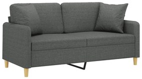 Sofá 2 lugares +almofadas decorativas 140cm tecido cinza-escuro