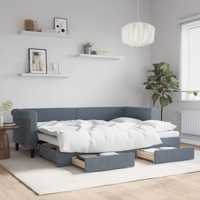 vidaXL Sofá-cama c/ gavetão e gavetas 80x200 cm veludo cinzento-escuro