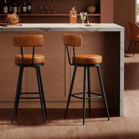 Conjunto de 2 bancos de bar com encosto giratório Coleção EKHO 57 x 57 x 101 cm castanho caramelo