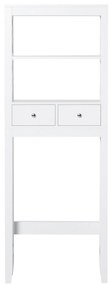 Kleankin Prateleira de banheiro Armário com 3 prateleiras e 2 gavetas com dispositivo anti-queda 60x20x165 cm Branco