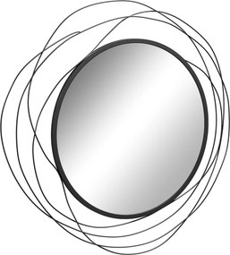 Espelho redondo em metal de malha preta, decoração de estilo moderno, diâmetro Φ65 cm preto