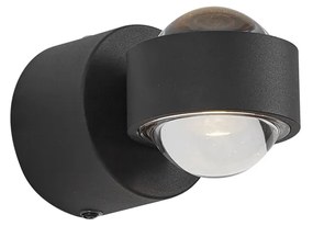 Candeeiro de parede de design preto Incl. LED IP44 - Lens Design