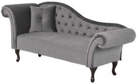 Chaise-longue em veludo cinzento apoio esquerdo LATTES Beliani
