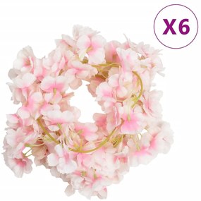 Grinaldas de flores de Natal 6 pcs 180 cm rosa claro