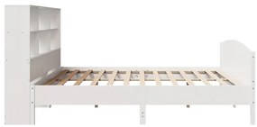 Cama com estante sem colchão 180x200 cm pinho maciço branco