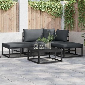 vidaXL Conjunto de Sofá de Jardim 4 pcs Preto 211.5 x 141.5 x 71 cm