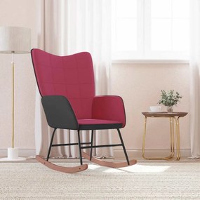vidaXL Cadeira de baloiço PVC e veludo vermelho tinto