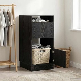 vidaXL Armário de Lavanderia com porta Carvalho Preto 50 x 68 x 102 cm