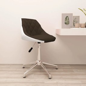 vidaXL Cadeira escritório giratória couro artificial castanho e branco