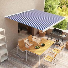 Toldo manual com caixa 350x250 cm azul e branco