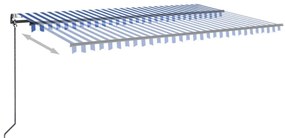 Toldo automático LED e sensor de vento 500x300 cm azul e branco