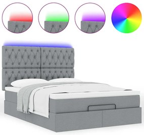 Estrutura de cama otomana com colchão 140x190 cm cinzento claro