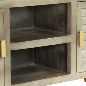 Móvel de TV 110x30x48 cm mangueira maciça cinzento e bronze