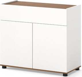Aparador, armário de Cozinha 80 × 35 × 70 cm com arrumação em madeira com 1 gaveta e 2 portas Credenza estilo moderno rústico Branco