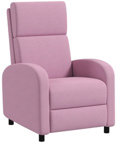 Poltrona Relax Reclinável Manual em Linho – Rosa – 64x86x102 cm