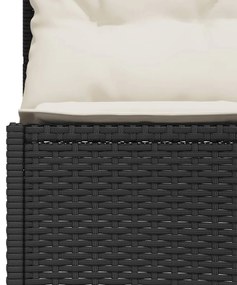 Sofá de jardim com almofadões semicircular vime PE preto