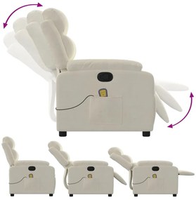 Poltrona de massagens reclinável veludo cor creme