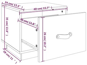 Mesa de cabeceira 40x34x35 cm pinho maciço castanho mel